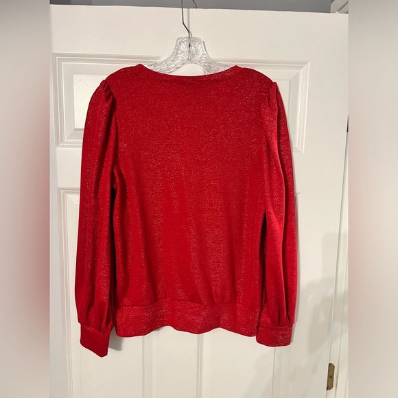 Red women’s INC medium sparkly/shiny adorable flattering sweater - Picture 4 of 9